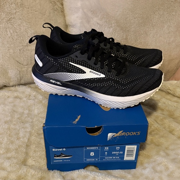 Brooks Shoes - Brooks Revel 6 Black and White Running Shoes